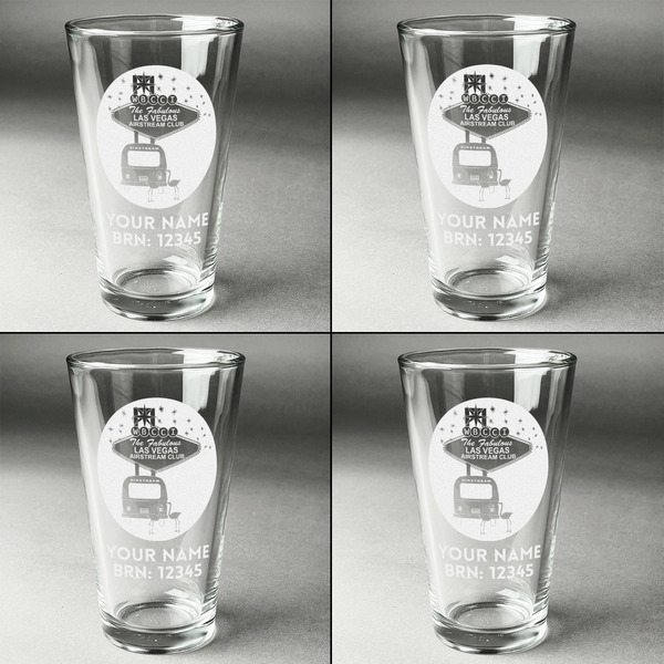 Las Vegas Airstream Club Set of Four Engraved Beer Glasses - Individual View