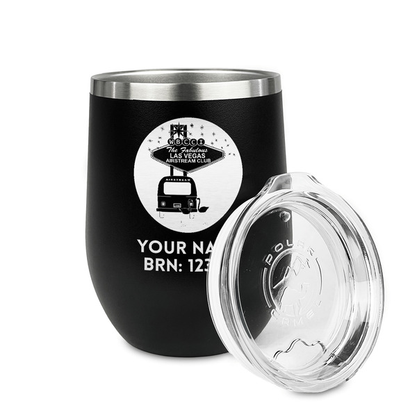 Las Vegas Airstream Club Stainless Wine Tumblers - Black - Double Sided - Alt View
