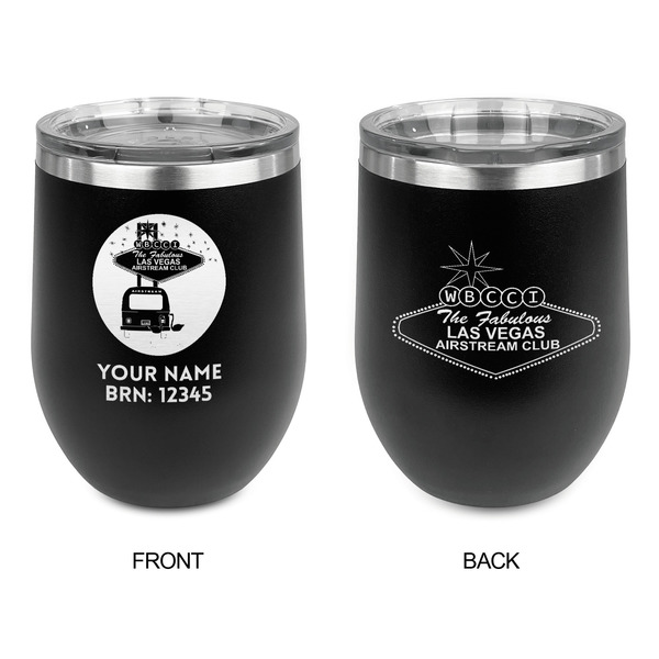 Las Vegas Airstream Club Stainless Wine Tumblers - Black - Double Sided - Approval