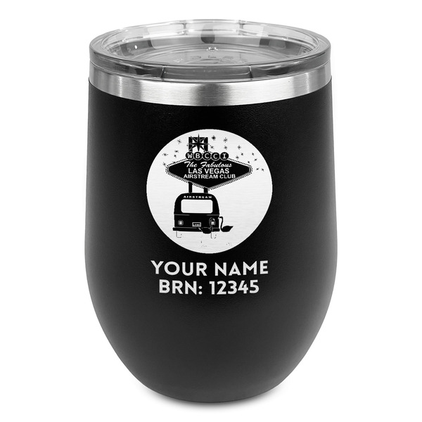 Custom Las Vegas Airstream Club Stemless Stainless Steel Wine Tumbler - Black - Double-Sided