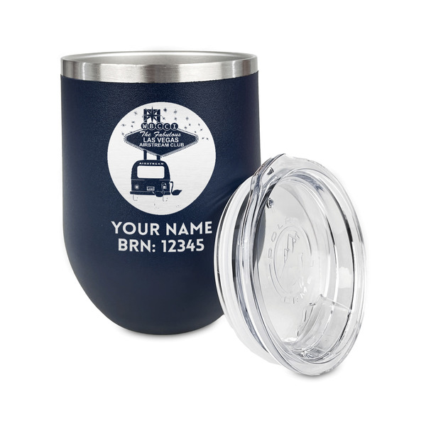 Las Vegas Airstream Club Stainless Wine Tumblers - Navy - Double Sided - Alt View