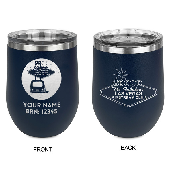 Las Vegas Airstream Club Stainless Wine Tumblers - Navy - Double Sided - Approval