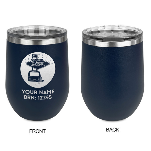 Las Vegas Airstream Club Stainless Wine Tumblers - Navy - Single Sided - Approval