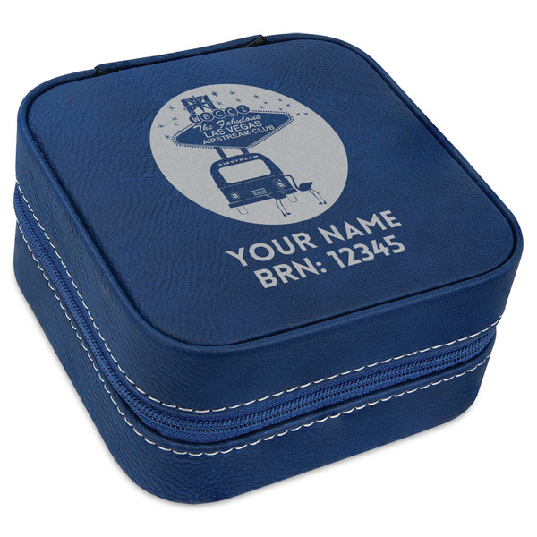Custom Las Vegas Airstream Club Travel Jewelry Box - Navy Blue Leather