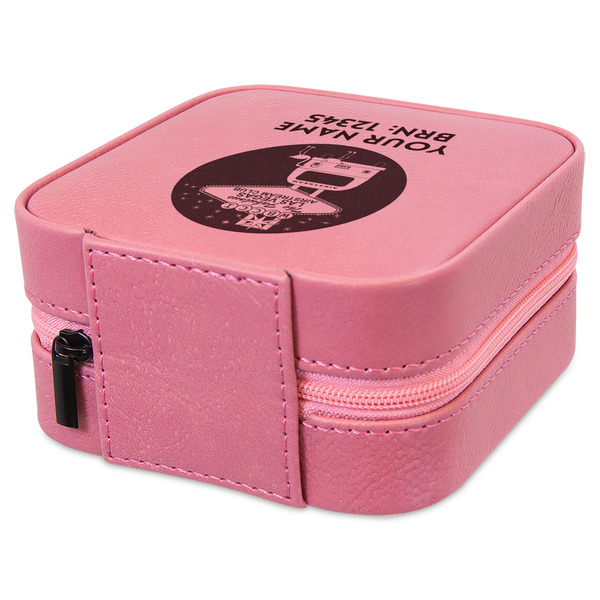 Las Vegas Airstream Club Travel Jewelry Boxes - Leather - Pink - View from Rear