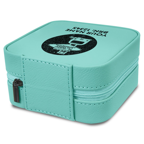 Las Vegas Airstream Club Travel Jewelry Boxes - Leather - Teal - View from Rear