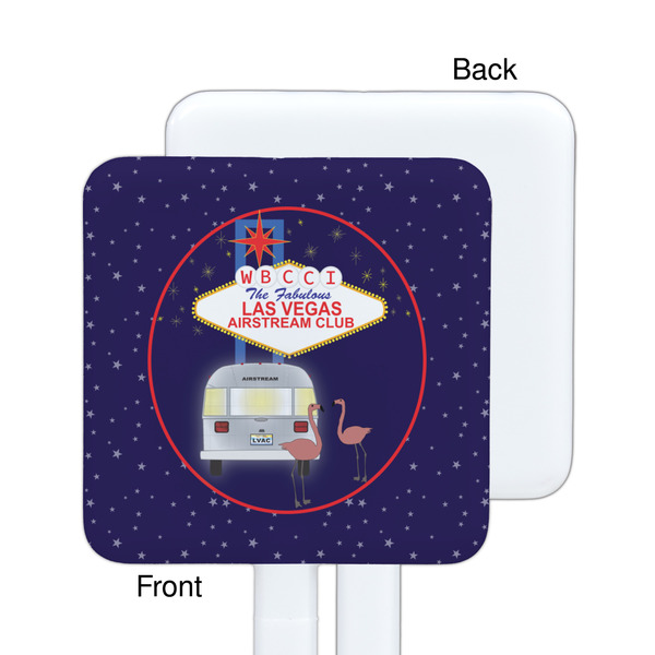 Las Vegas Airstream Club White Plastic Stir Stick - Single Sided - Square - Front & Back