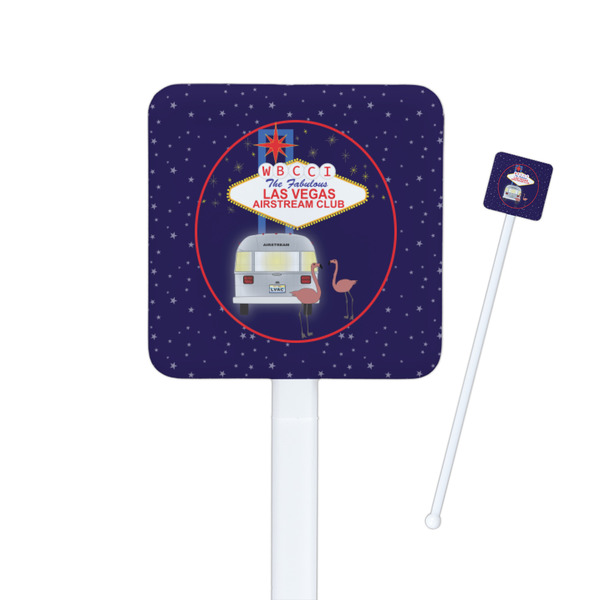 Custom Las Vegas Airstream Club Square Plastic Stir Sticks