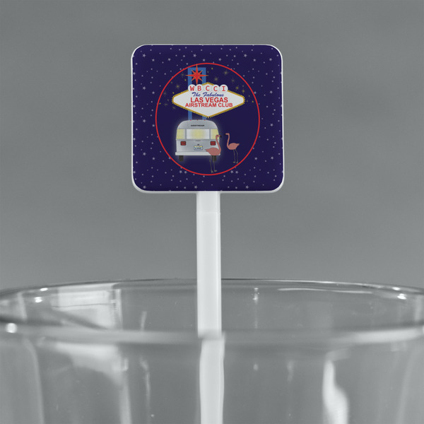 Las Vegas Airstream Club White Plastic Stir Stick - Square - Main
