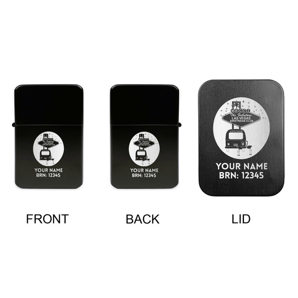 Las Vegas Airstream Club Windproof Lighters - Black, Double Sided, w Lid - APPROVAL