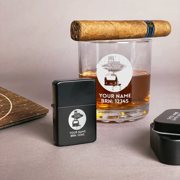 Las Vegas Airstream Club Windproof Lighters - Black - In Context