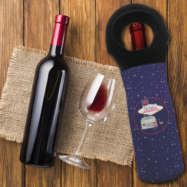 Las Vegas Airstream Club Wine Tote Bag - On Table