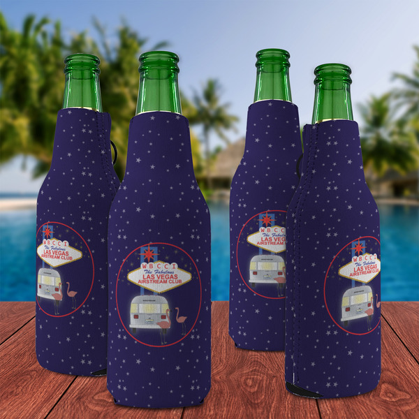 Las Vegas Airstream Club Zipper Bottle Cooler - Set of 4 - Lifestyle