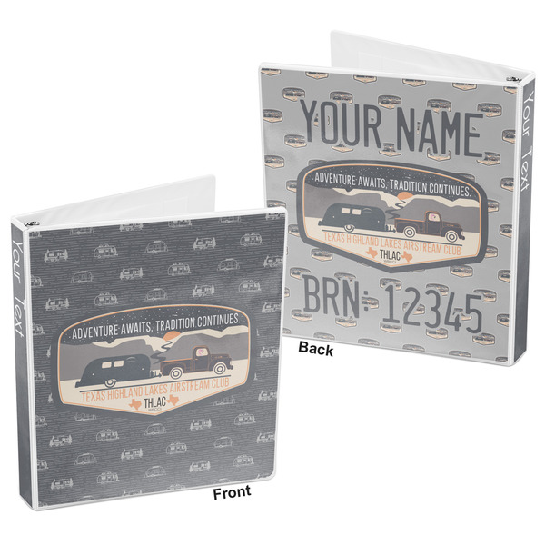 Texas Highland Lakes Airstream Club Logo 3-Ring Binder - 1" - Front and Back