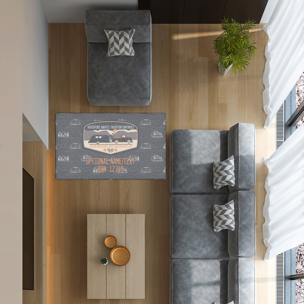 Texas Highland Lakes Airstream Club Logo 3'x5' Indoor Area Rugs - IN CONTEXT