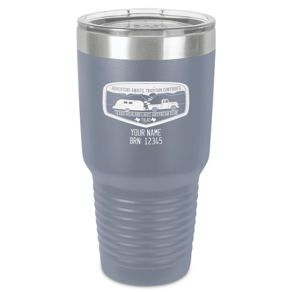 Custom Texas Highland Lakes Airstream Club Logo 30 oz Stainless Steel Tumbler - Grey - Single-Sided
