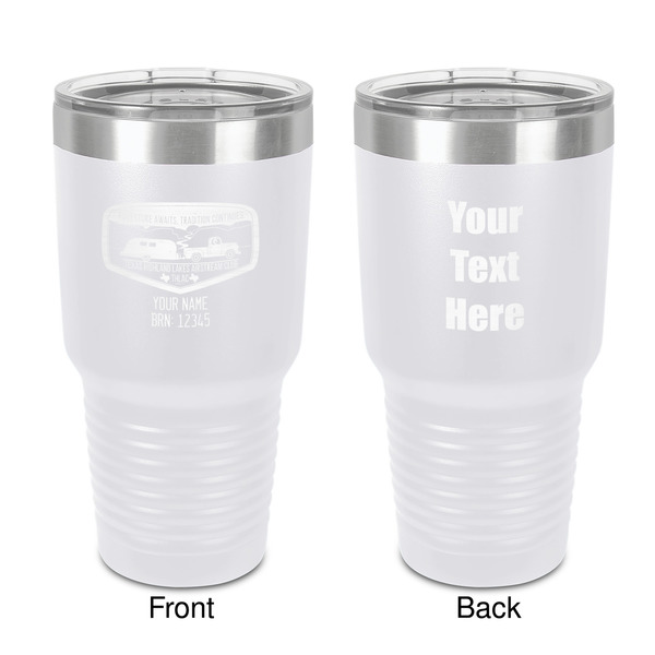 Custom Texas Highland Lakes Airstream Club Logo 30 oz Stainless Steel Tumbler - White - Double-Sided