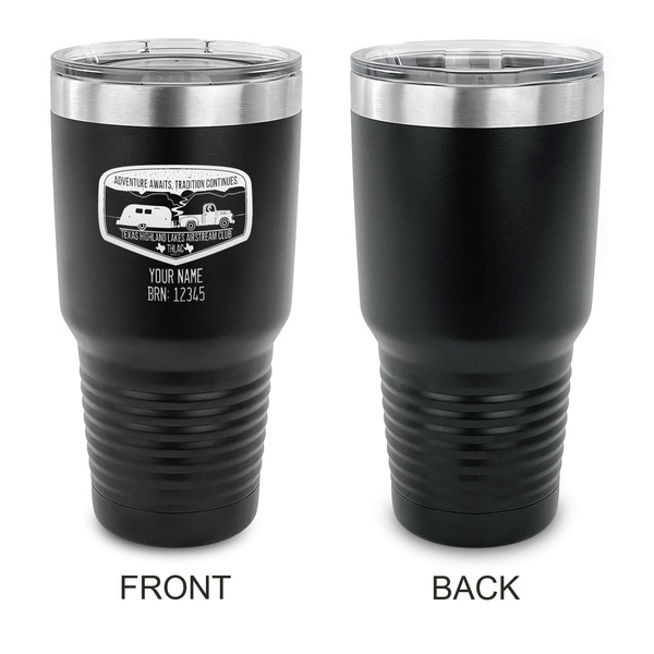 Texas Highland Lakes Airstream Club Logo 30 oz Stainless Steel Ringneck Tumblers - Black - Single Sided - APPROVAL