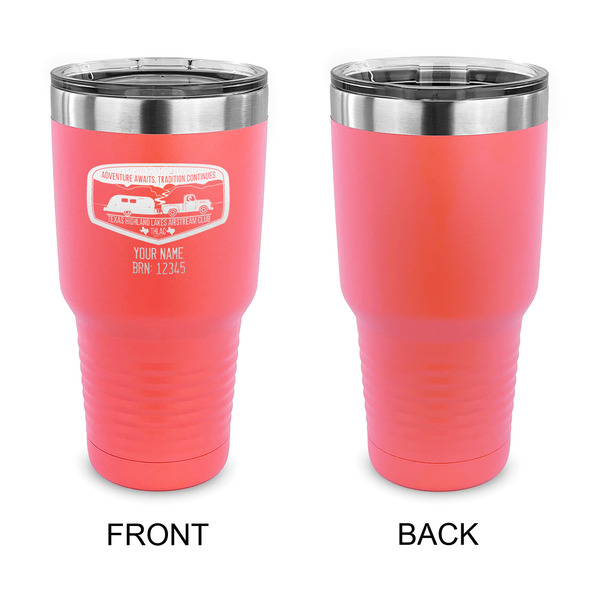 Texas Highland Lakes Airstream Club Logo 30 oz Stainless Steel Ringneck Tumblers - Coral - Single Sided - APPROVAL