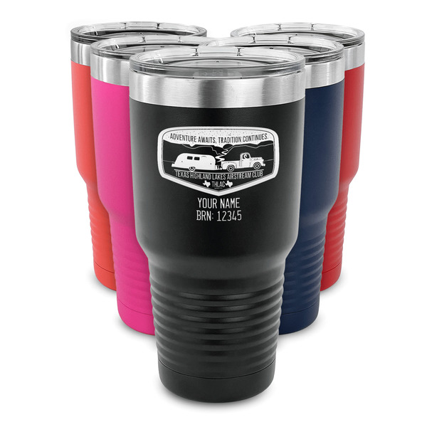 Texas Highland Lakes Airstream Club Logo 30 oz Stainless Steel Ringneck Tumblers - Parent/Main