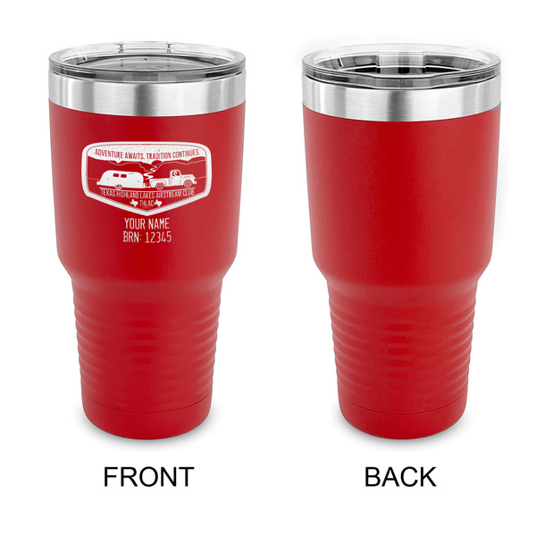 Texas Highland Lakes Airstream Club Logo 30 oz Stainless Steel Ringneck Tumblers - Red - Single Sided - APPROVAL