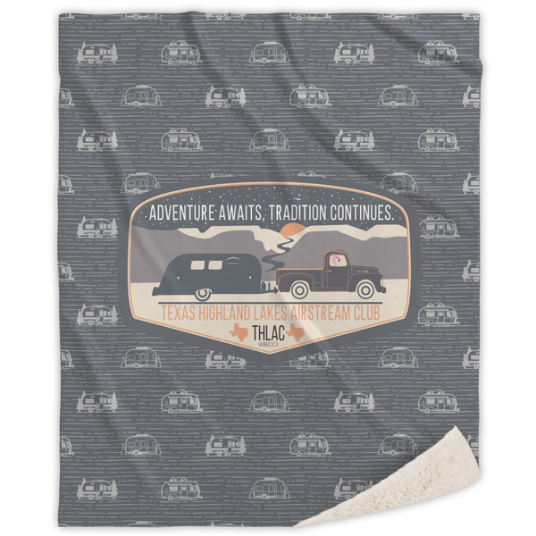 Custom Texas Highland Lakes Airstream Club Logo Sherpa Throw Blanket