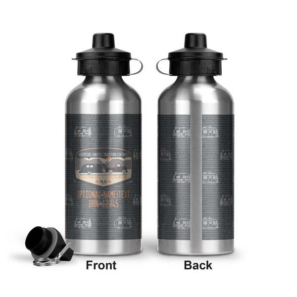 Texas Highland Lakes Airstream Club Logo Aluminum Water Bottle - Front and Back