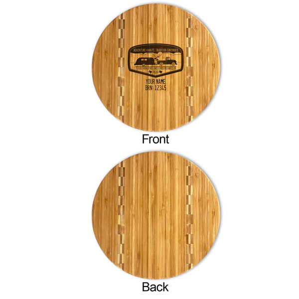 Texas Highland Lakes Airstream Club Logo Bamboo Cutting Board - Front & Back