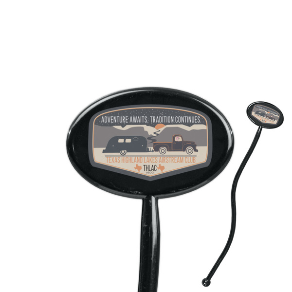 Custom Texas Highland Lakes Airstream Club Logo 7" Oval Plastic Stir Sticks - Black - Single-Sided