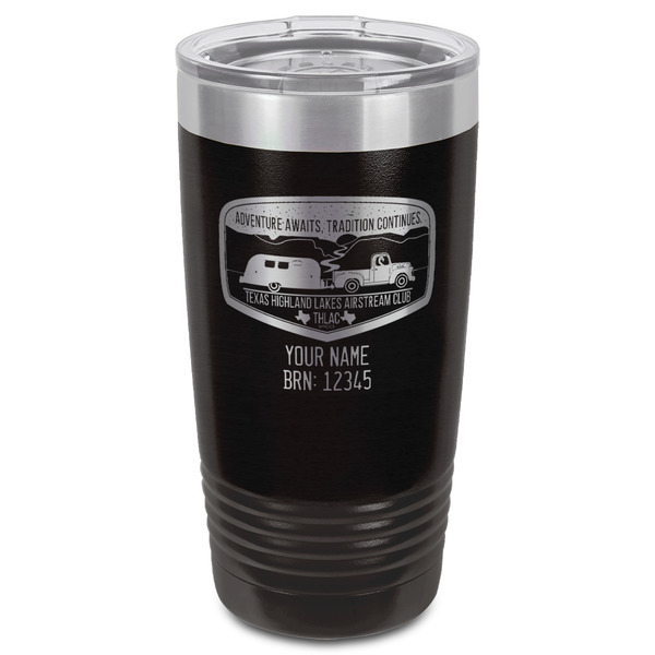 Texas Highland Lakes Airstream Club Logo Black Polar Camel Tumbler - 20oz - Front