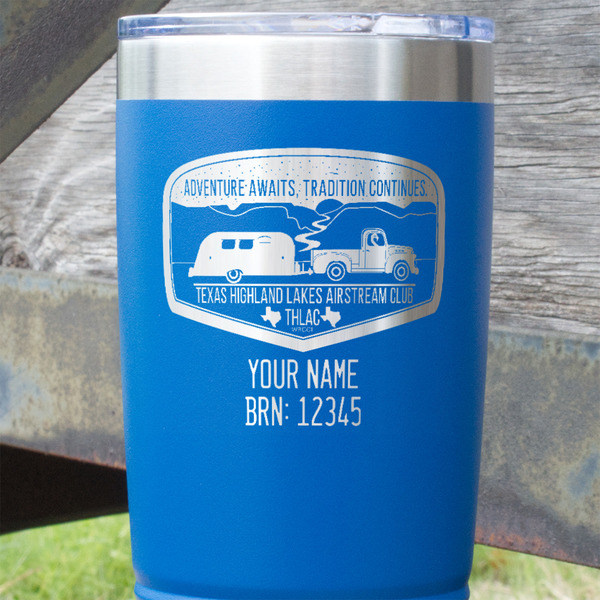 Texas Highland Lakes Airstream Club Logo Blue Polar Camel Tumbler - 20oz - Close Up