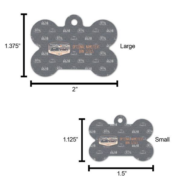 Texas Highland Lakes Airstream Club Logo Bone Shaped Dog ID Tags - Comparison Scale