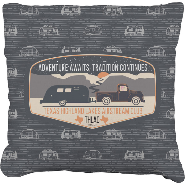 Custom Texas Highland Lakes Airstream Club Logo Faux-Linen Throw Pillow 16"