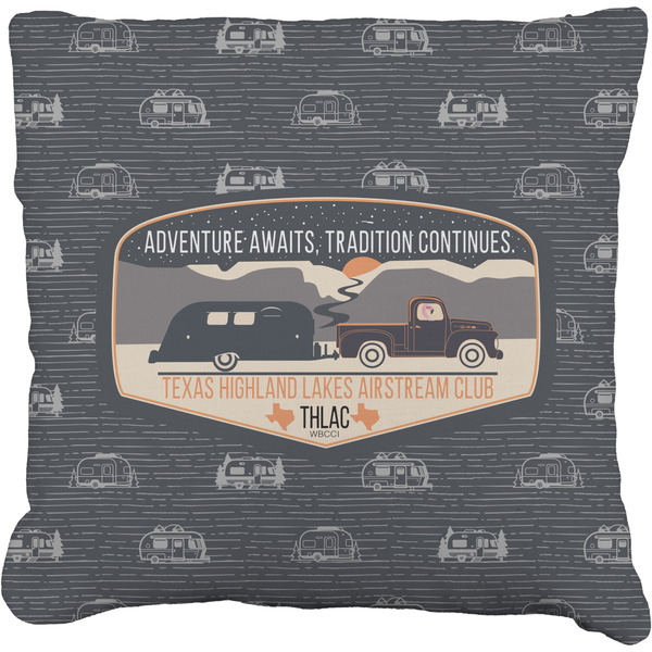 Custom Texas Highland Lakes Airstream Club Logo Faux-Linen Throw Pillow 26"