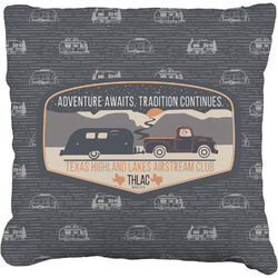 Texas Highland Lakes Airstream Club Logo Faux-Linen Throw Pillow