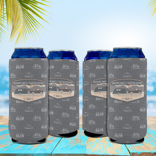 Texas Highland Lakes Airstream Club Logo Can Cooler - 16oz - Set of 4 - In Context