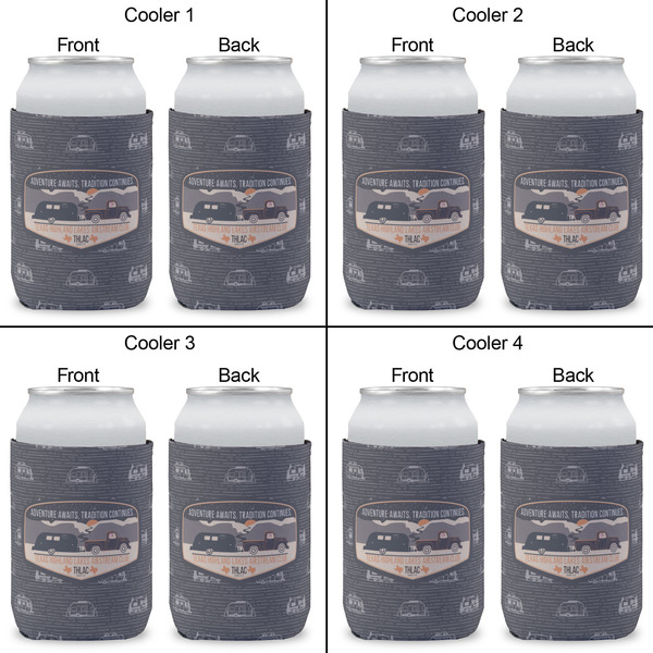 Texas Highland Lakes Airstream Club Logo Can Cooler - Standard 12oz - Set of 4 - Front & Back