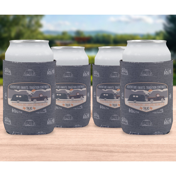Texas Highland Lakes Airstream Club Logo Can Cooler - Standard 12oz - Set of 4 - In Context