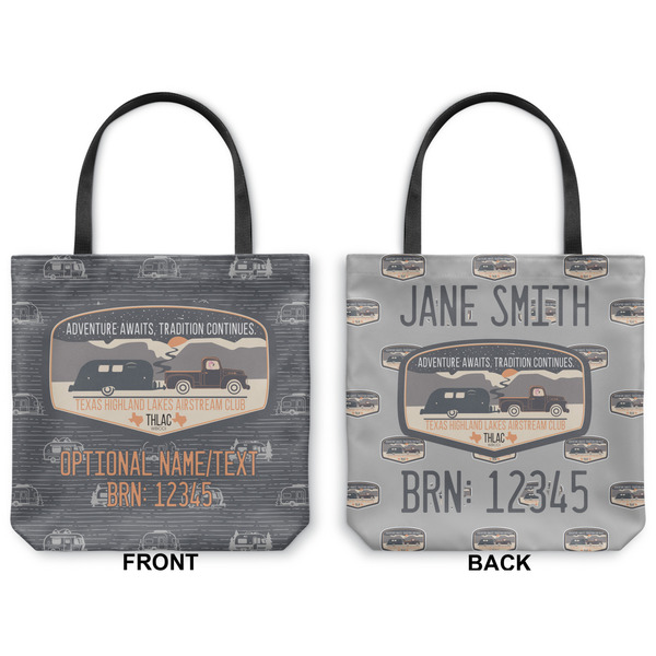 Texas Highland Lakes Airstream Club Logo Canvas Tote - Front and Back