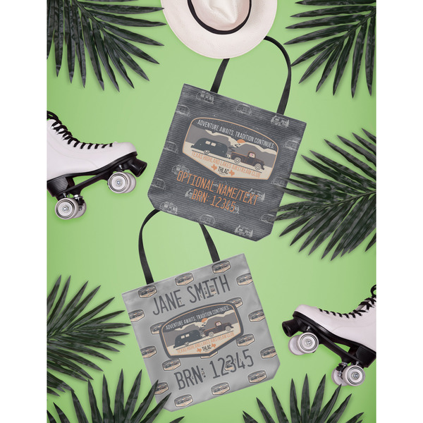 Texas Highland Lakes Airstream Club Logo Canvas Tote Lifestyle Front and Back