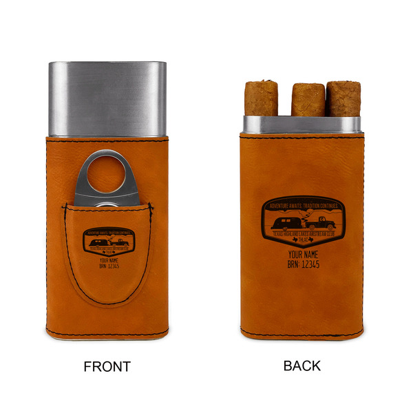 Texas Highland Lakes Airstream Club Logo Cigar Case with Cutter - Double Sided - Approval