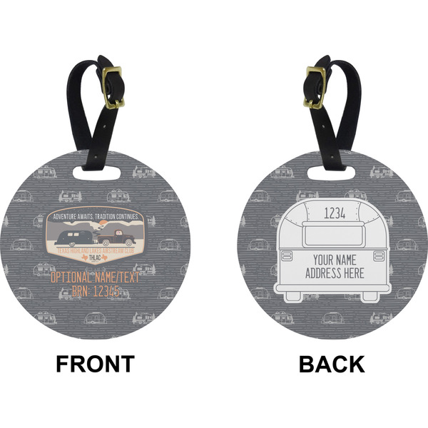 Texas Highland Lakes Airstream Club Logo Circle Luggage Tag (Front + Back)