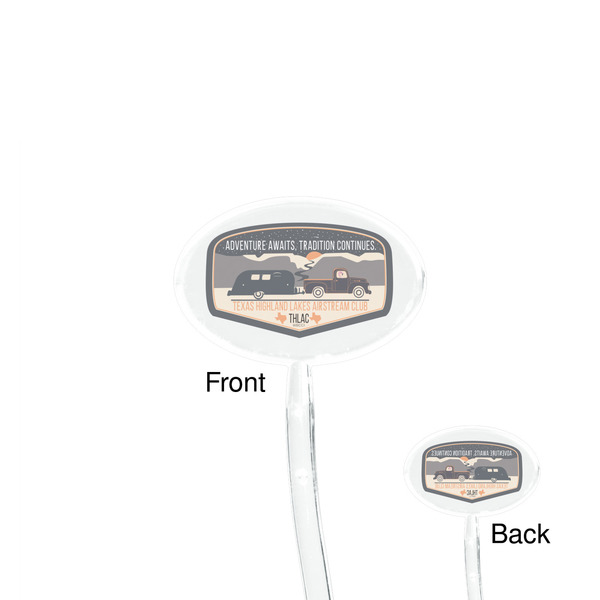 Texas Highland Lakes Airstream Club Logo Clear Plastic 7" Stir Stick - Oval - Front & Back