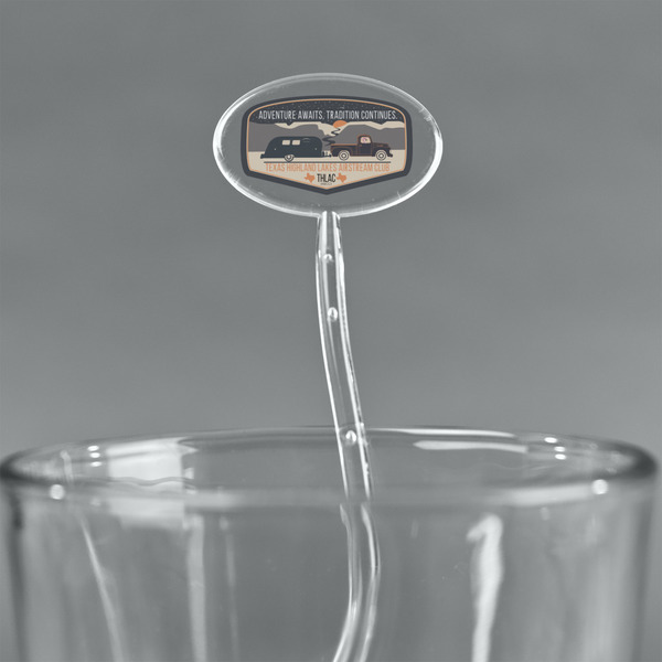Texas Highland Lakes Airstream Club Logo Clear Plastic 7" Stir Stick - Oval - Main