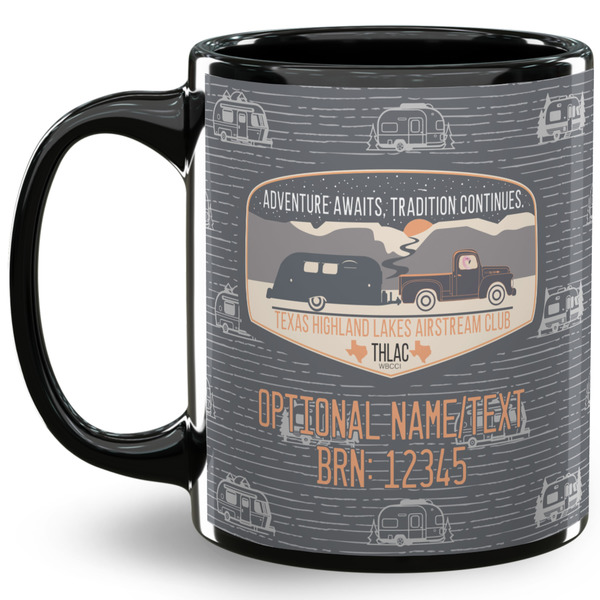 Custom Texas Highland Lakes Airstream Club Logo 11 oz Coffee Mug - Black