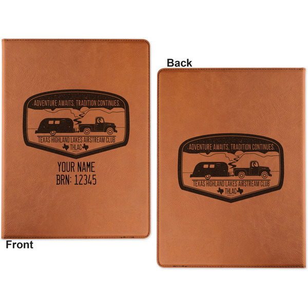 Texas Highland Lakes Airstream Club Logo Cognac Leatherette Portfolios with Notepad - Large - Double Sided - Apvl