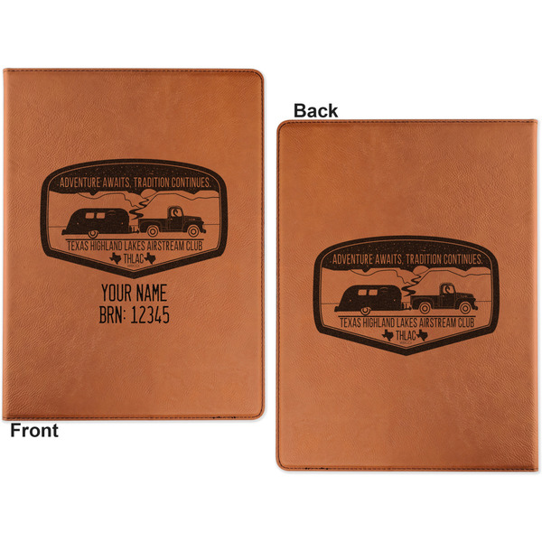 Texas Highland Lakes Airstream Club Logo Cognac Leatherette Portfolios with Notepad - Small - Double Sided- Apvl