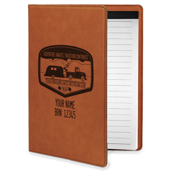 Custom Texas Highland Lakes Airstream Club Logo Leatherette Portfolio with Notepad - Small - Double-Sided