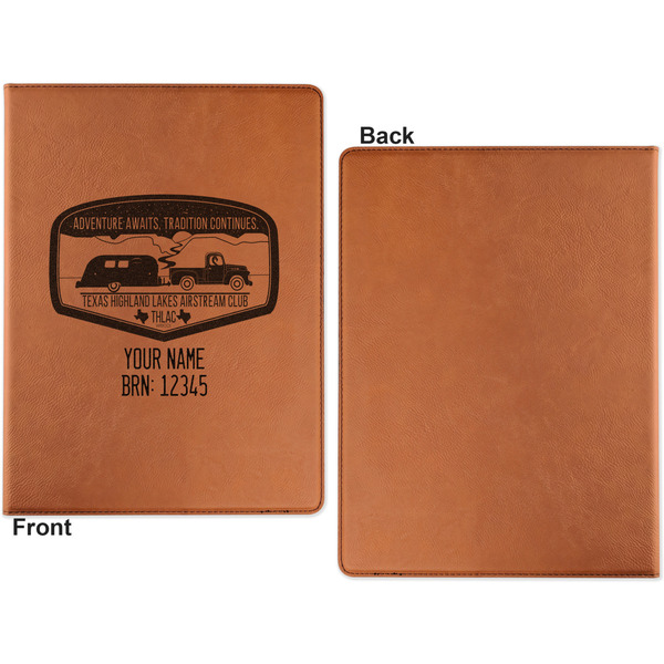 Texas Highland Lakes Airstream Club Logo Cognac Leatherette Portfolios with Notepad - Small - Single Sided- Apvl