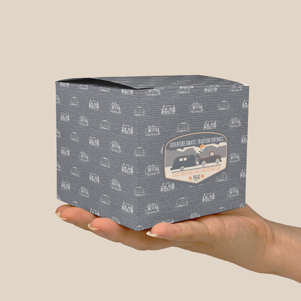 Texas Highland Lakes Airstream Club Logo Cube Favor Gift Box - Scale View